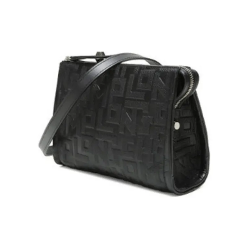 LONGCHAMP Leather Shoulder Bag Crossbody Bag Small Size Women's Black-2