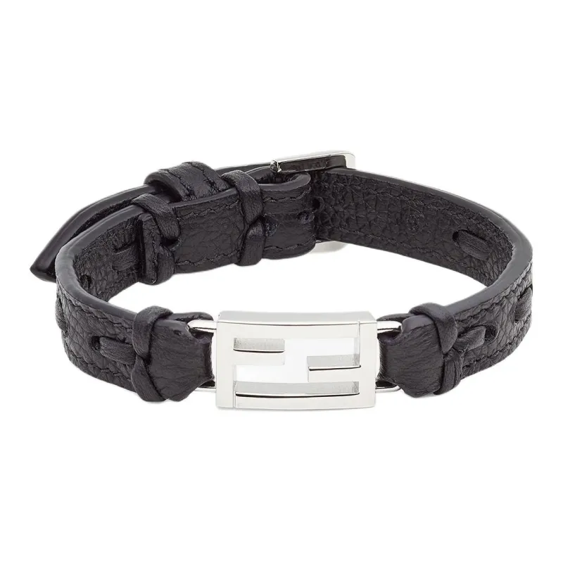 FENDI Calfskin Wristbands Men's Black-0
