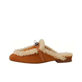 HERMES Oz Wrap toe Slippers Women's Brown