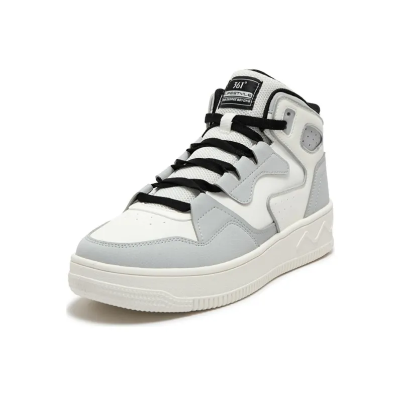 361° Anti Slip Wear Resistant High Top Skateboard Shoes Men's White Gray-1