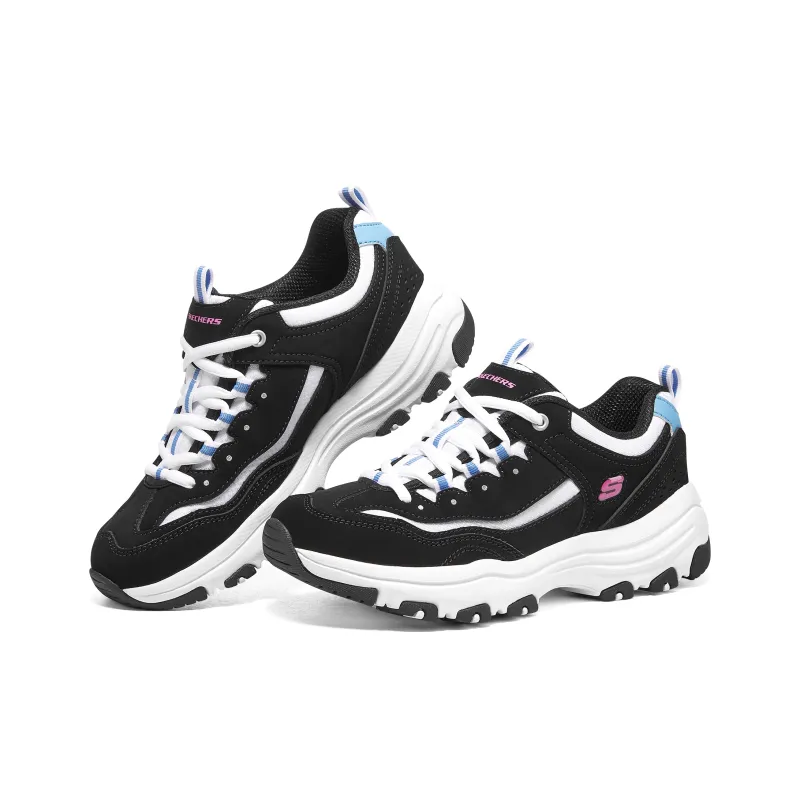 Skechers D'LITES 1.0 Anti Slip Wear Resistant Low Top Chunky Sneakers Women's Black White-4