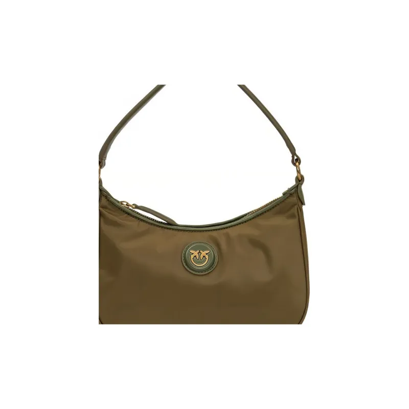 PINKO Half Moon Series Polyamide Crescent Bag, Portable Crossbody Bag, Shoulder Bag Women's Green-4