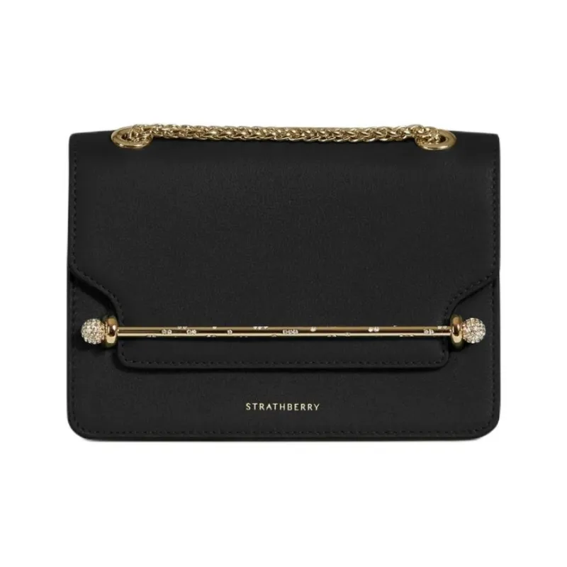 Strathberry Calfskin Shoulder Bag Crossbody Bag Mini Women's Black-0