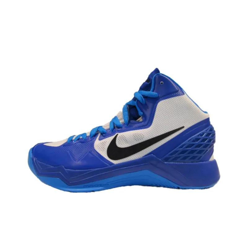 Nike Anti Slip Wear Resistant Mid Top Basketball Shoes Unisex Blue White-0