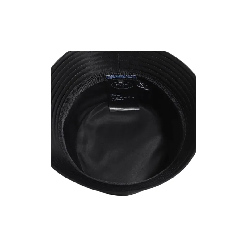 PRADA Nylon Enamel Metal Cotton Bucket Hats Women's Black-2