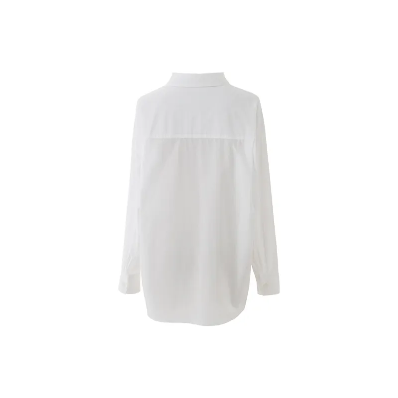 SOON FLOWER Shirt Spring And Fall Women's White-1