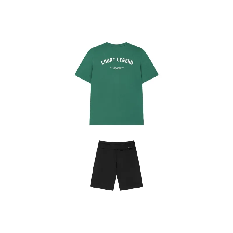 FILA Casual Sportswear Men Clothing Sets Midsummer Green Top+Jet Black Shorts-1