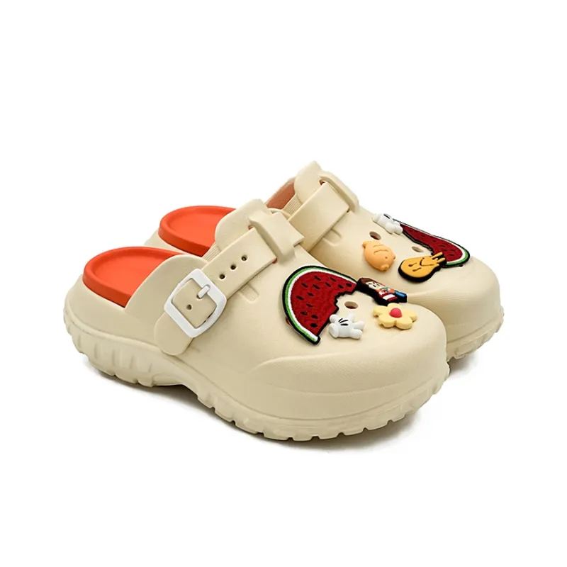 OUBT EVA Odor Resistant Abrasion Resistant Slip Resistant Wrap toe Slippers Women's Beige Orange-5