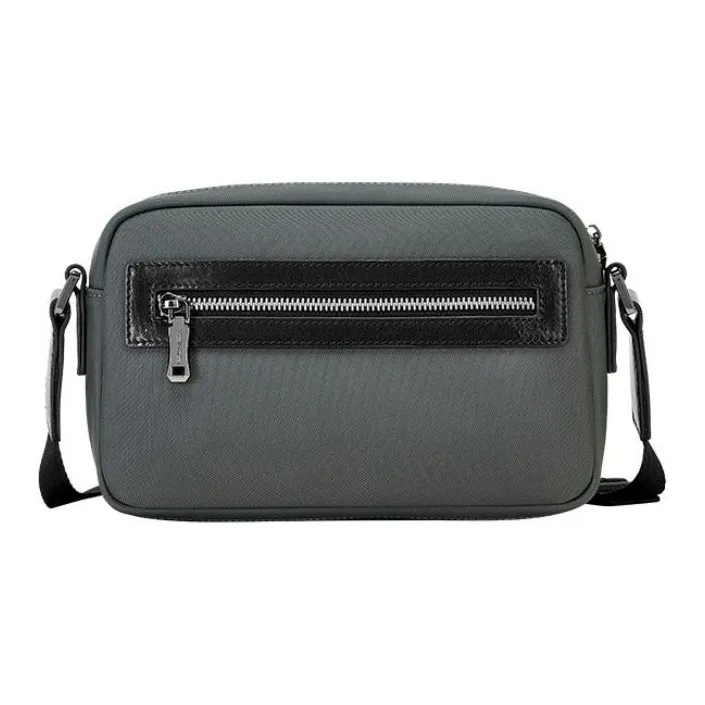 Hush Puppies Cow Leather Patchwork With Fabric Crossbody Bag Medium Size Men's Black Jasper-8
