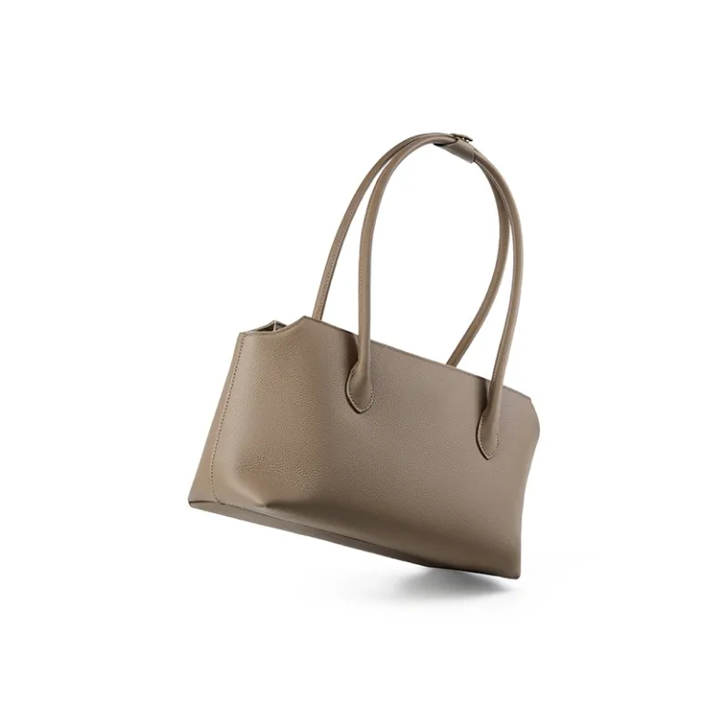 Carnival Keep Top Grain Cow Leather Handbag Shoulder Bag Regular Women's Gray/Black-1