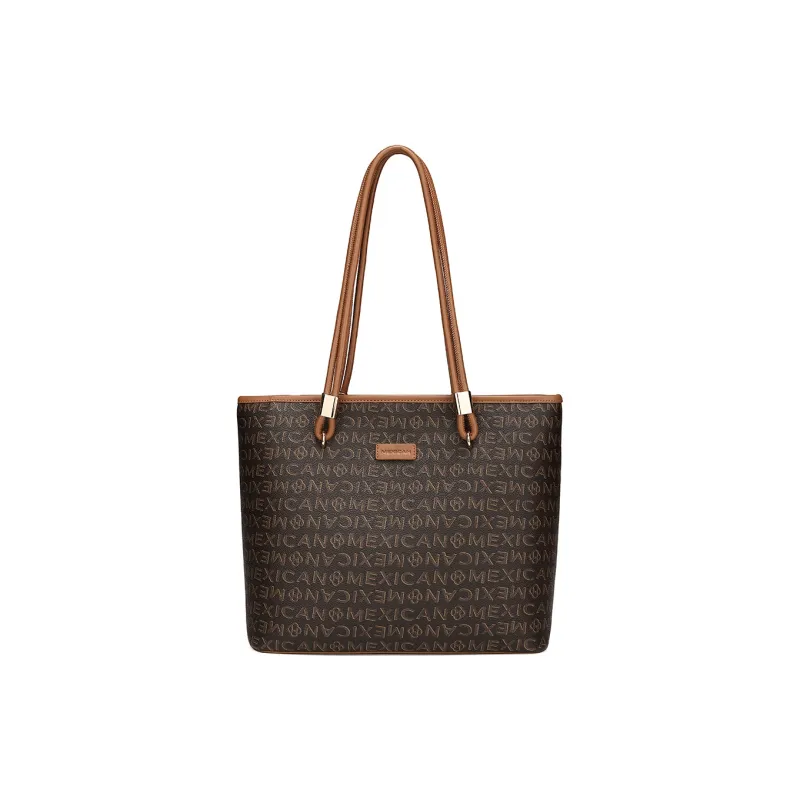 MEXICAN PVC Leather Tote Bag, Shoulder Bag, Handbag Women's Glacier Blue/Mocha Coffee/Creamy Apricot-4