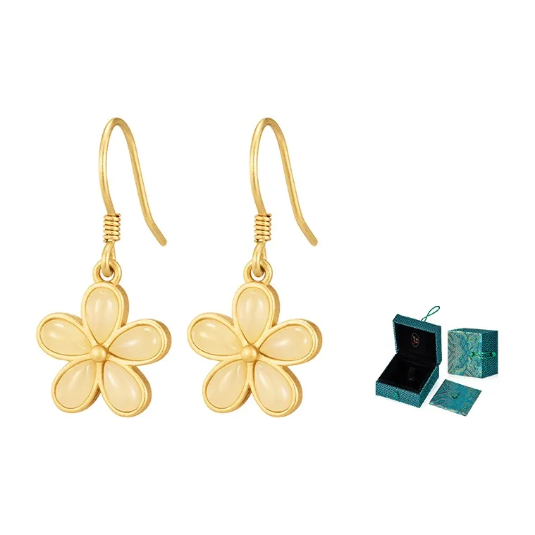 MAMADESHOUHU Hetian Jade Earrings Pale Greenish White Jade Women's-2