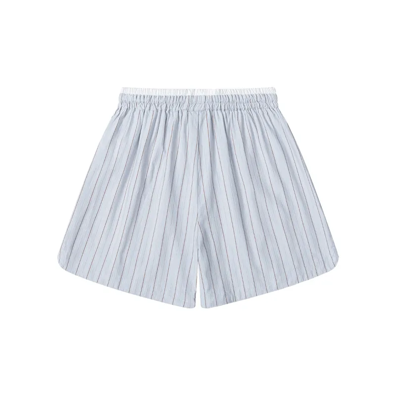 Heartboon Casual Shorts Women's Blue Stripes-1