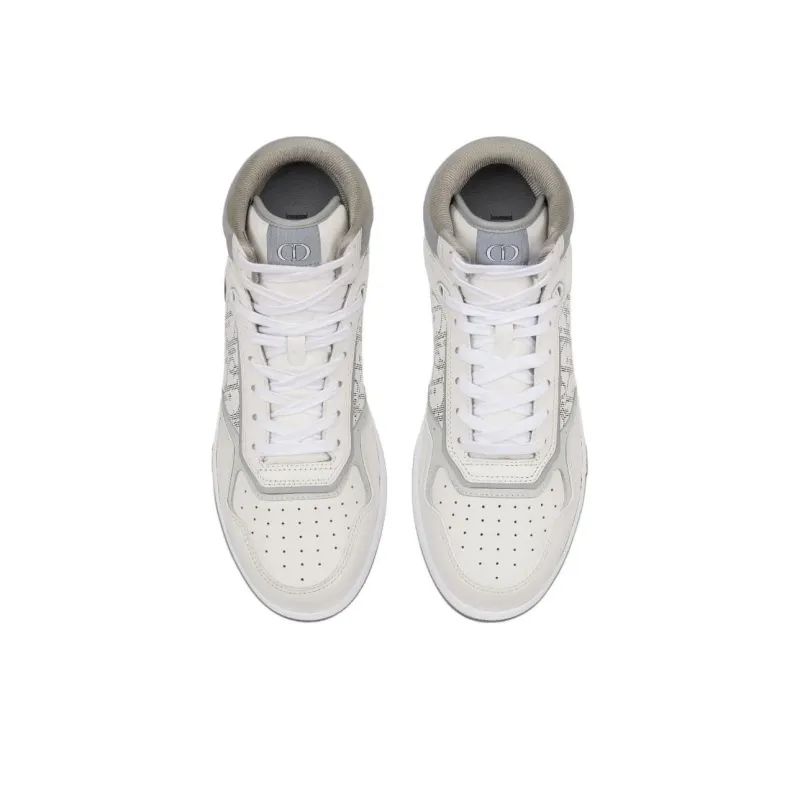 DIOR B27 High White And Gray Smooth Calfskin With White DIOR Oblique Galaxy Leather-4