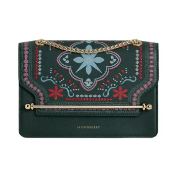 Strathberry Calfskin Shoulder Bag Crossbody Bag Women's Dark Green