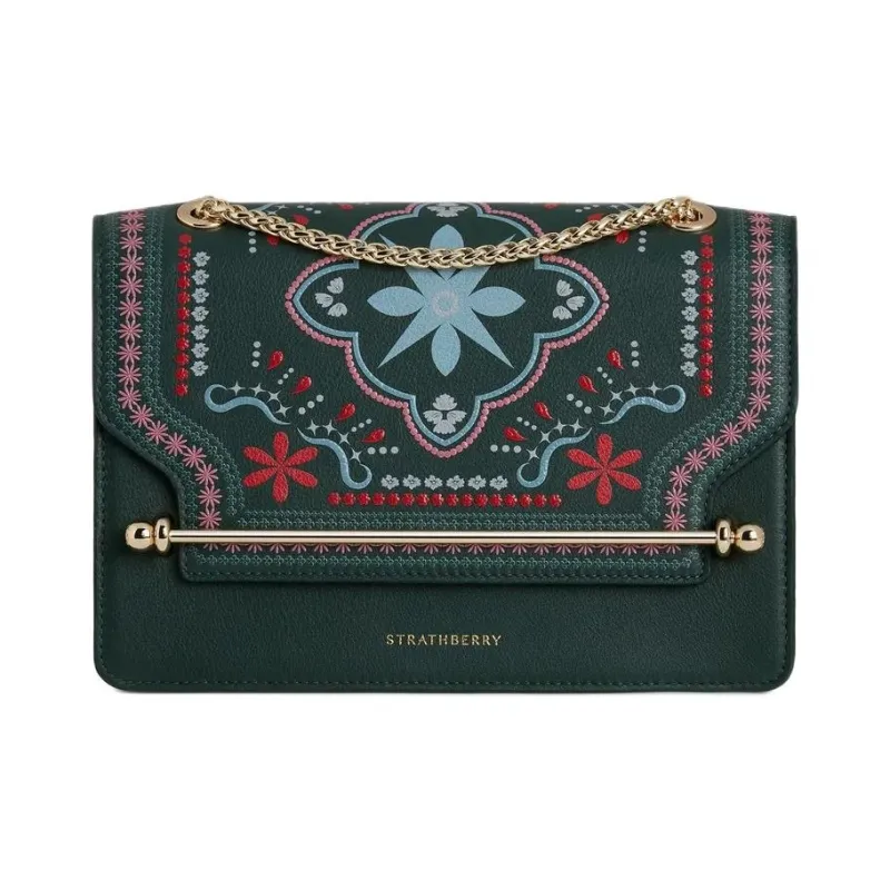 Strathberry Calfskin Shoulder Bag Crossbody Bag Women's Dark Green-0