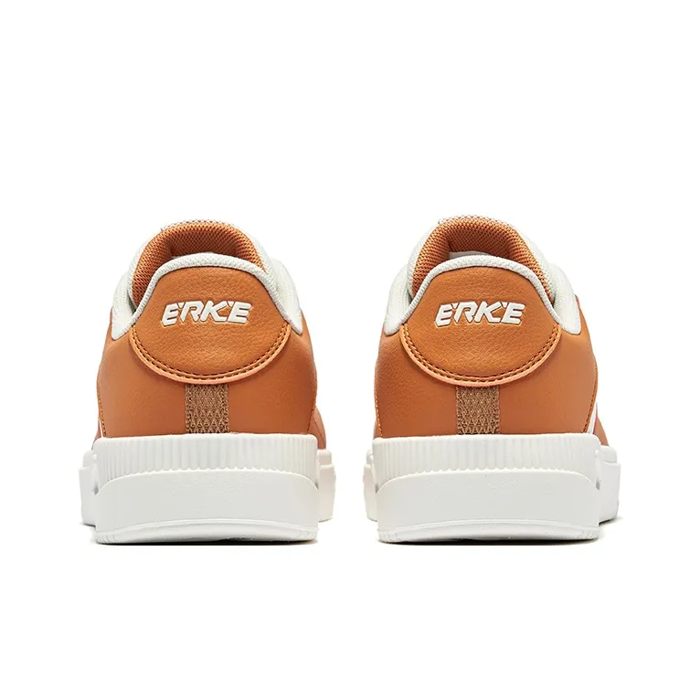 Erke Flying Cranes Wear Resistant Slip Resistant Low Top Skateboard Shoes Men's Fresh Orange Microcrystal White-4