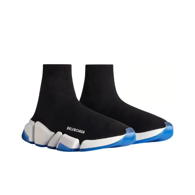 Balenciaga Speed 2.0 Clear Sole Black White Blue-2