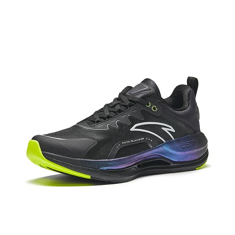 Anta Running Collection Anti Slip Wear Resistant Low Top Running Shoes Men's Black-1