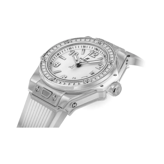 HUBLOT BIG BANG Collection Automatic Mechanical Movement Unisex Watch 33mm White Dial Stainless Steel Case Rubber Strap-1