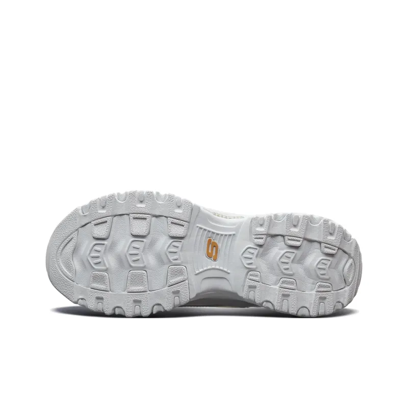 Skechers D'LITES 1.0 Cushioned Slip Resistant Breathable Low Top Chunky Sneakers Women's White Gold-6