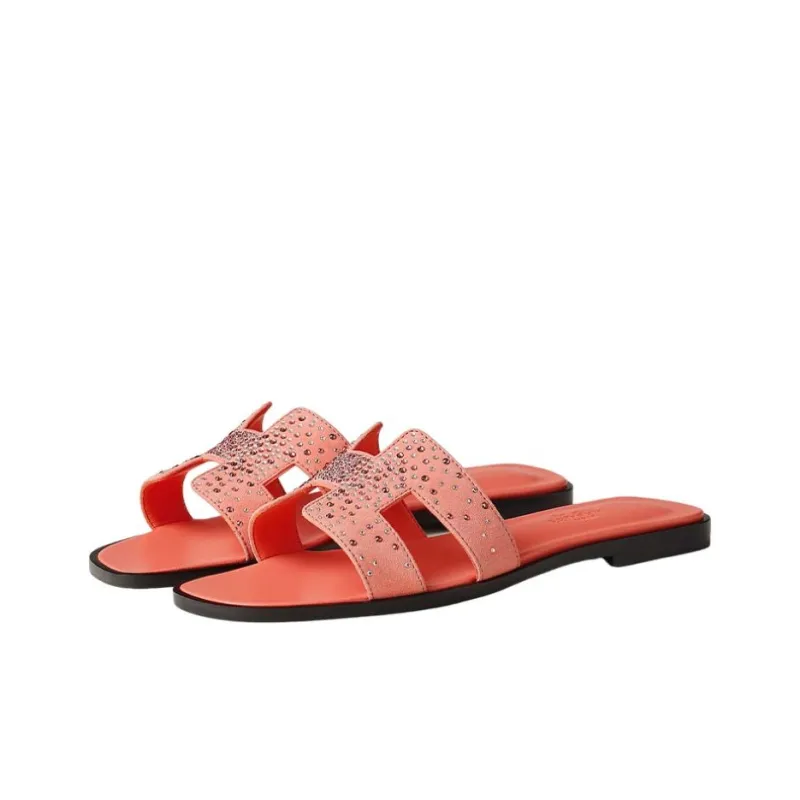 HERMES Oran Slide Slippers Women's Light Pink-2