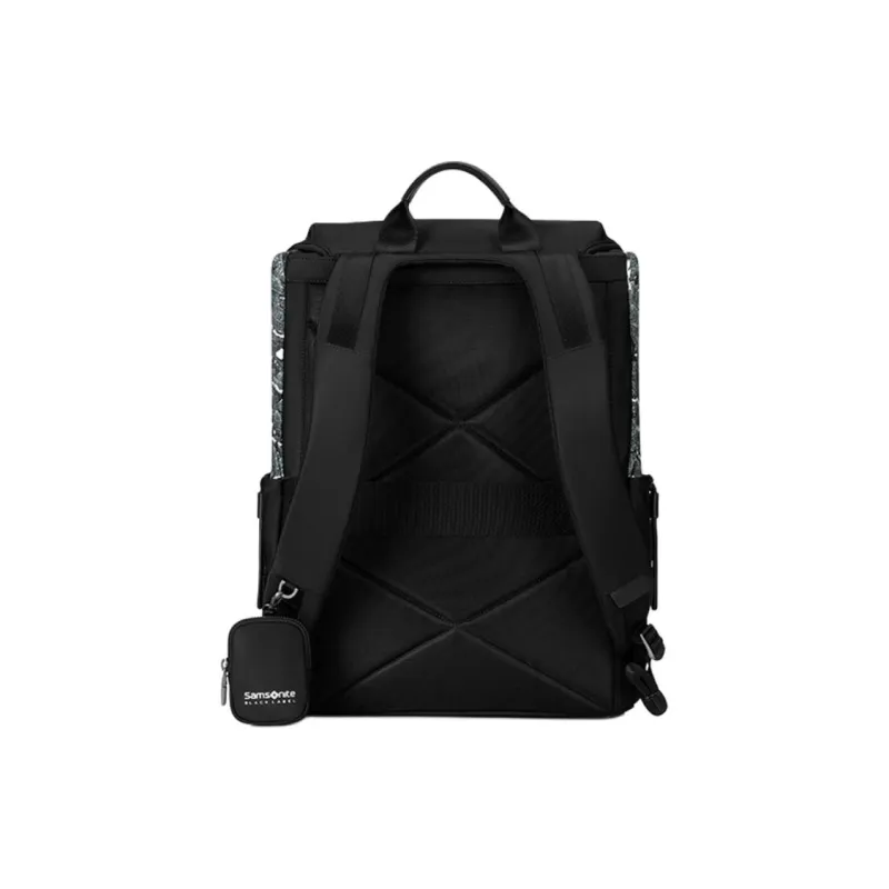 SAMSONITE V&A Collaboration Fabric Cow Leather Patchwork Backpack Unisex Jasper & Black-3