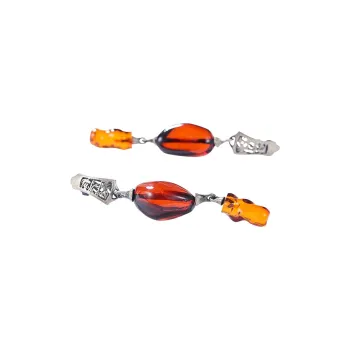 S&A S925 Silver Amber Fine Jade Earrings Women's