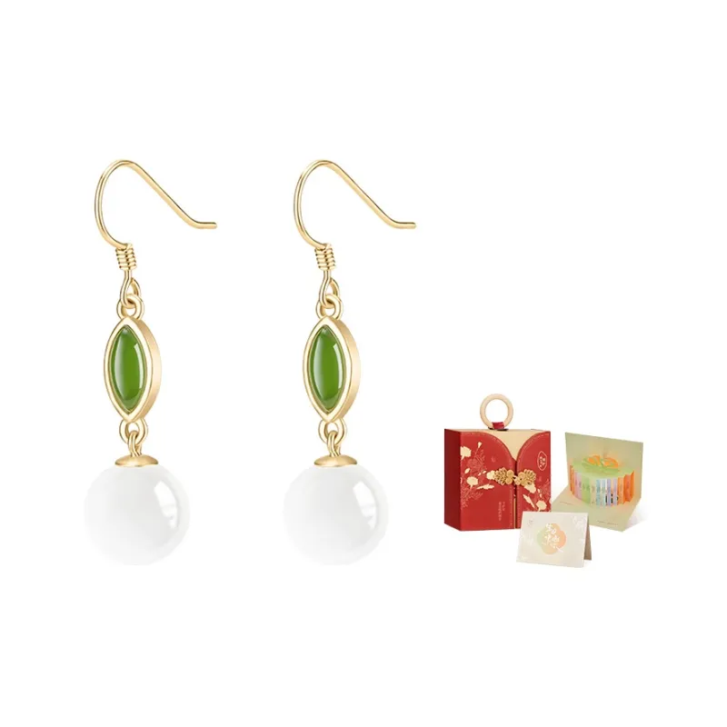 MAMADESHOUHU Earrings White Jade Women's-3