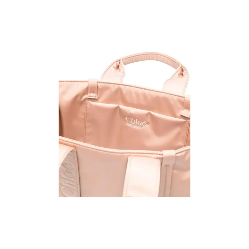 Chloe Woody Polyurethane Tote Bag Shopping Bag Shoulder Bag Handbag Large Size Women's Pink-3