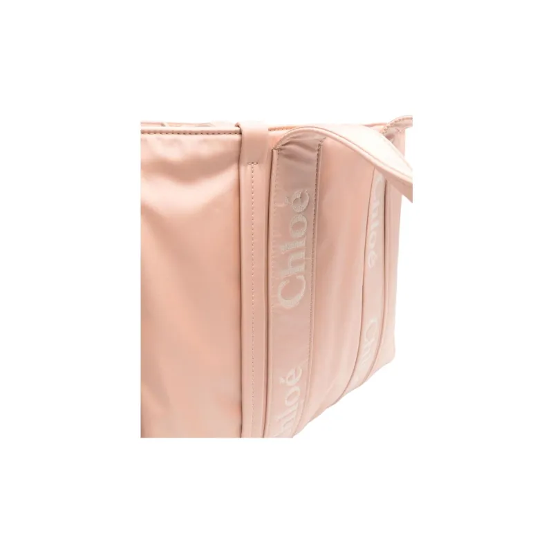 Chloe Woody Polyurethane Tote Bag Shopping Bag Shoulder Bag Handbag Large Size Women's Pink-2
