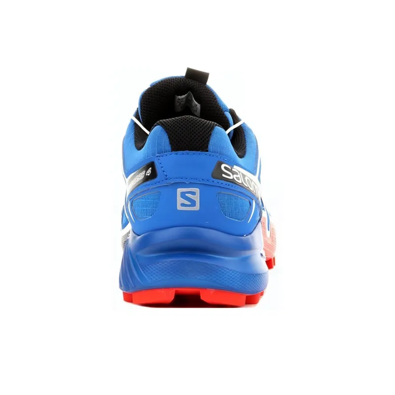 SALOMON Speedcross 4 Abrasion Resistant Low Top Hiking Shoes Men's Blue Red-3