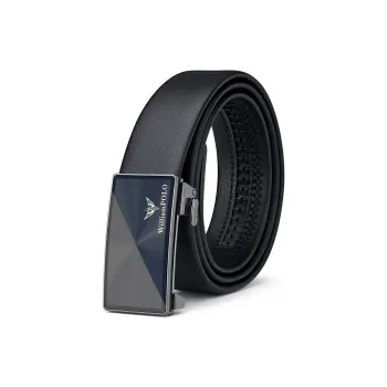 WilliamPOLO Cow Leather Belt Men's Gunmetal 3.5cm Width