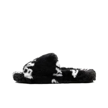 Balenciaga Women's Furry Slides 'Allover Logo   Black'