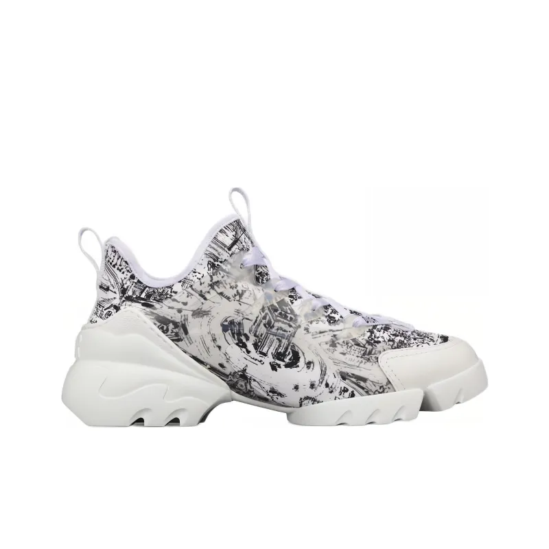 DIOR D-Connect Low-Top Casual Shoes Women's White Black-1