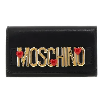 MOSCHINO Logo Heart-Shaped Plaque Chain Wallet
