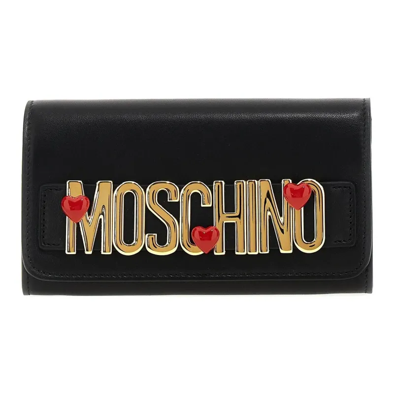 MOSCHINO Logo Heart-Shaped Plaque Chain Wallet-0