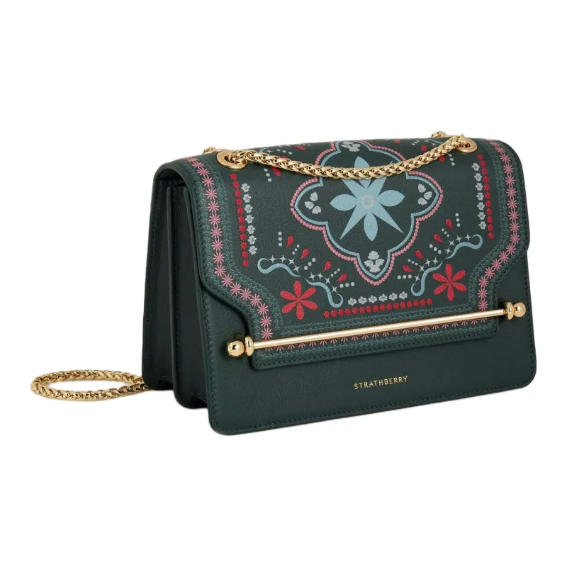 Strathberry Calfskin Shoulder Bag Crossbody Bag Women's Dark Green-1