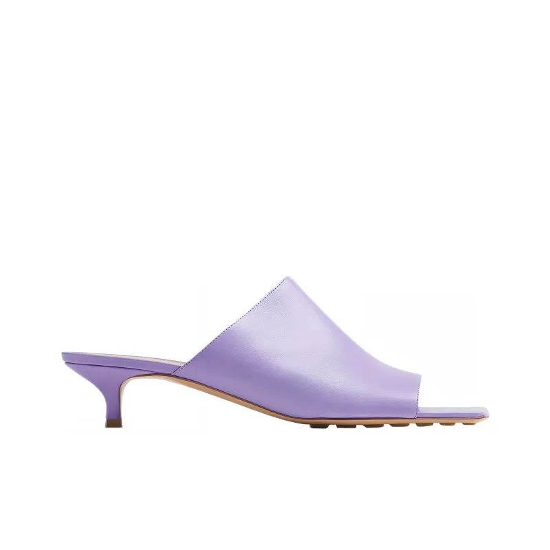 Bottega Veneta Stretch Leather Patchwork Abrasion Resistant Slide Slippers Women's Purple-1