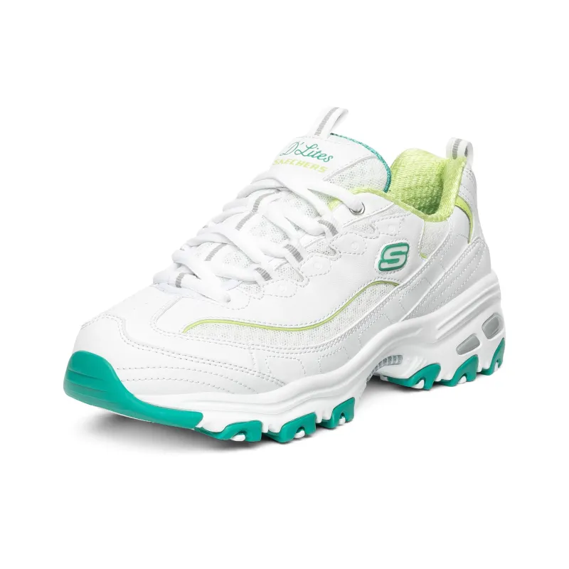 Skechers D'LITES 1.0 Anti Slip Wear Resistant Low Top Chunky Sneakers Women's White Green-3