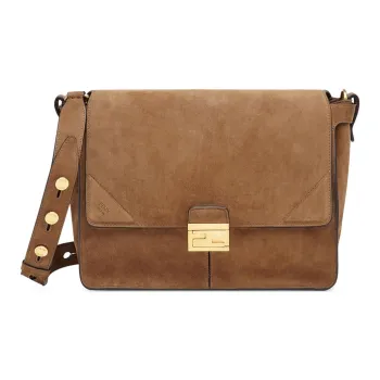 FENDI Kan U Goatskin Crossbody Bag, Shoulder Bag Large Size Women's Camel Brown