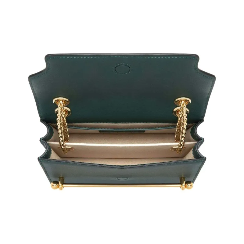 Strathberry Smooth Calf Leather Shoulder Bag Crossbody Bag Mini Women's Dark Green-3