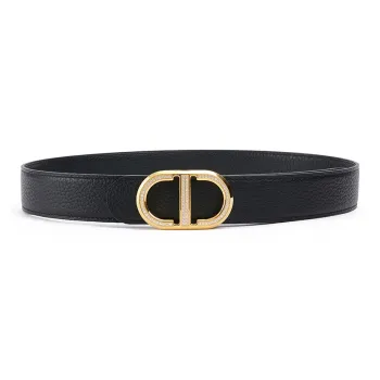 Chrisdien Deny Togo Calfskin Leather Belts Men's Width 3.5cm