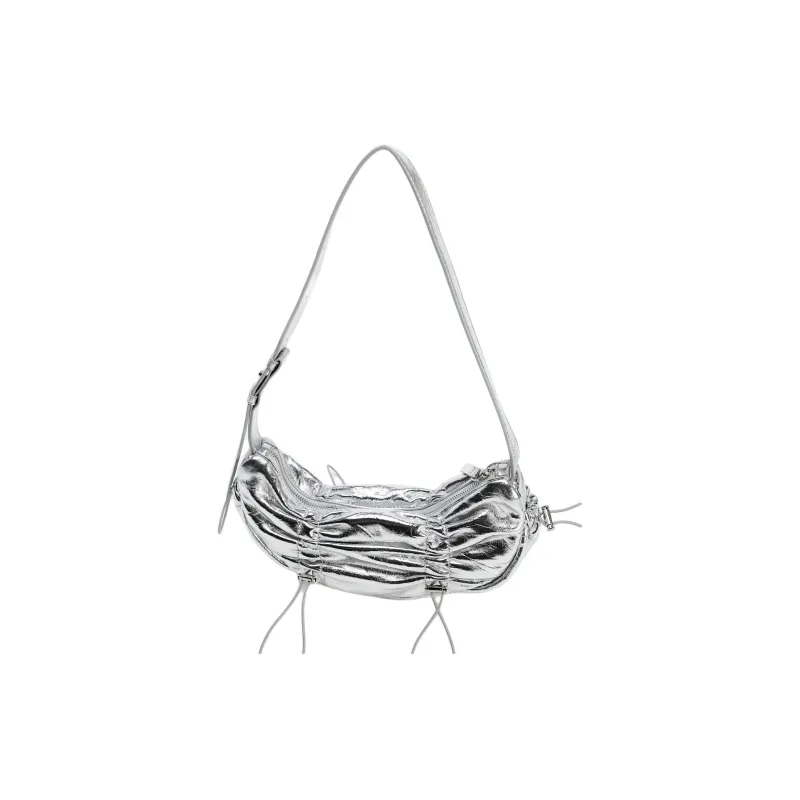 ZARA PU Handbag Shoulder Bag Mini Women's Silver-1