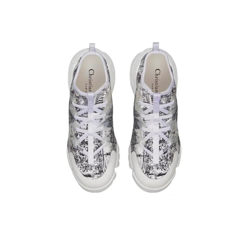 DIOR D-Connect Low-Top Casual Shoes Women's White Black-3