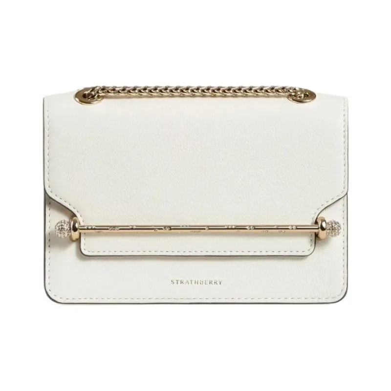 Strathberry Smooth Calf Leather Shoulder Bag Crossbody Bag Mini Women's White-0