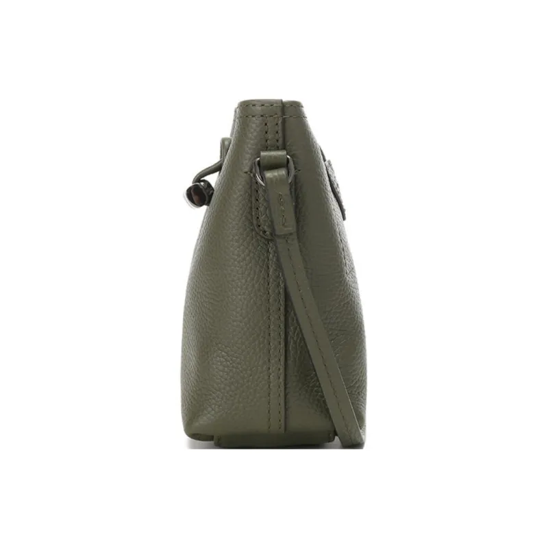 LONGCHAMP Roseau Cow Leather Bucket Bag, Shoulder Bag, Crossbody Bag Women's Khaki Green-2