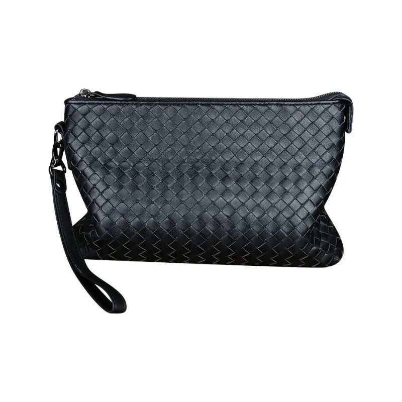 DOSRFINI Cow Leather Clutch Medium Size Men's Black-0