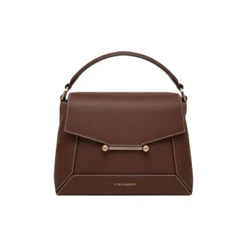 Strathberry Grained Calfskin Shoulder Bag Crossbody Bag Handbag Women's Chocolate With Vanilla