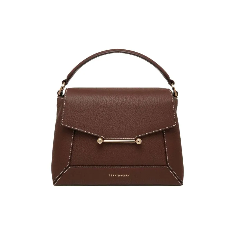 Strathberry Grained Calfskin Shoulder Bag Crossbody Bag Handbag Women's Chocolate With Vanilla-0